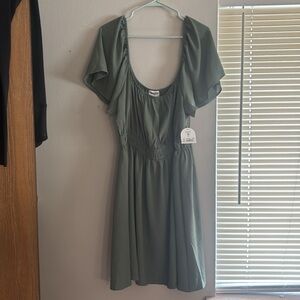 Arula ruffle mini dress olive army green